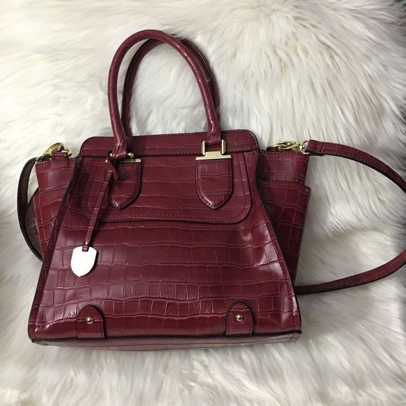 London Fog Handbags - London Fog Faux Alligator Satchel Tote Handbag